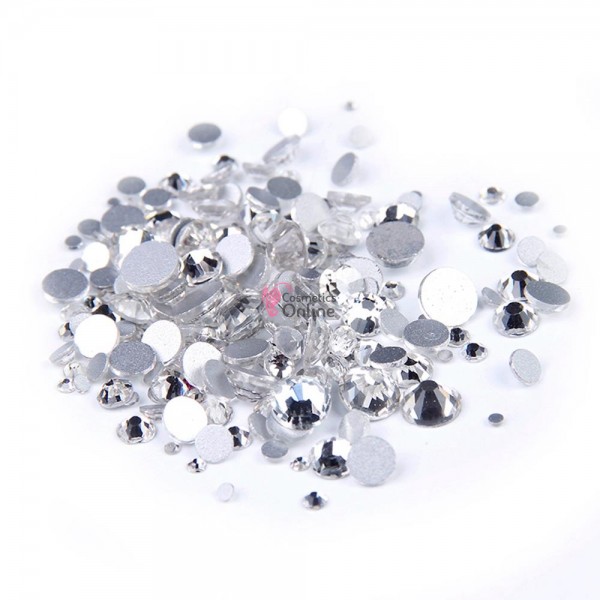 Strasuri din Cristale 100 bucati SC010 Argintii  Mixt 1,3-4,0mm